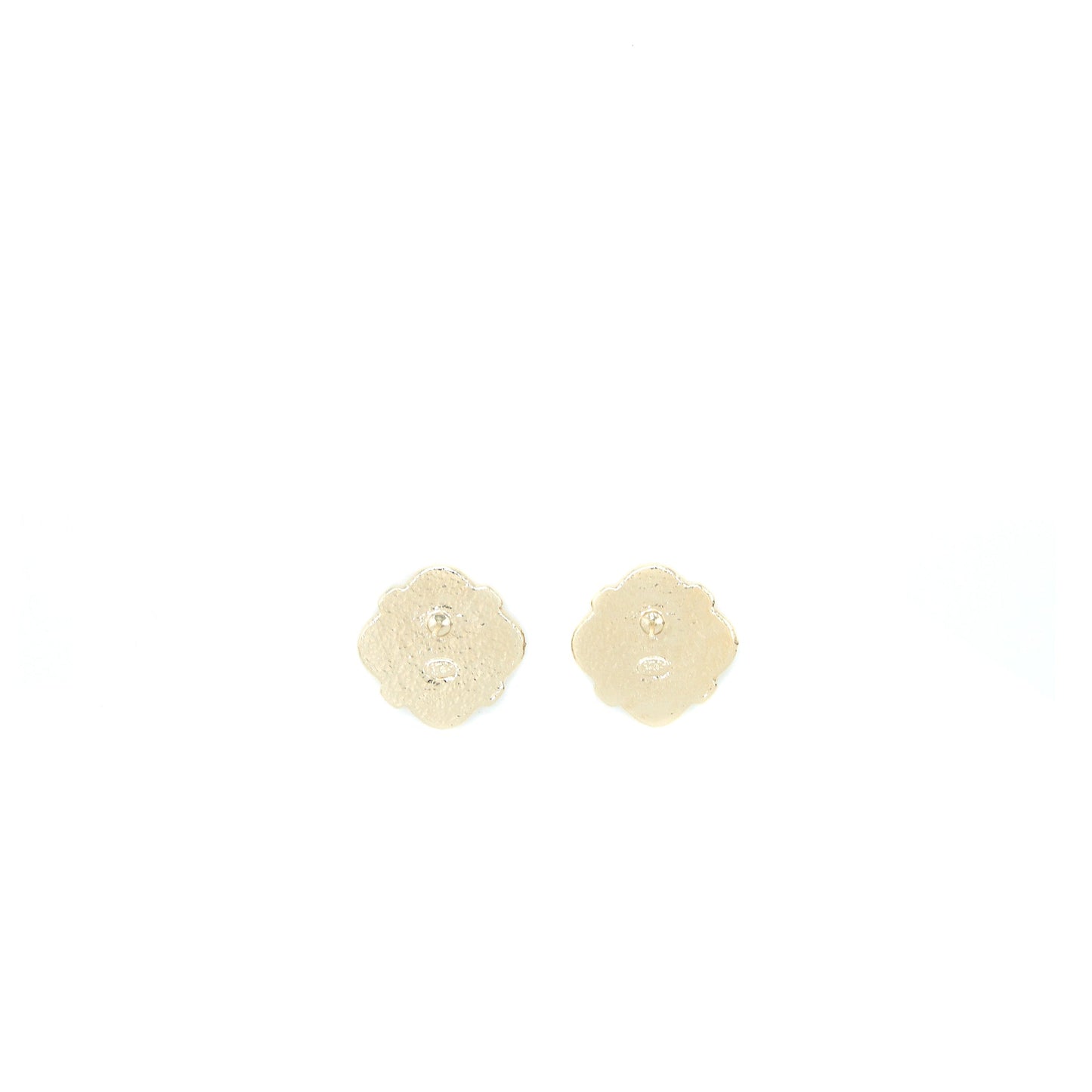 Chanel Heart With CC Logo Earring Gold Tone/ Enamel