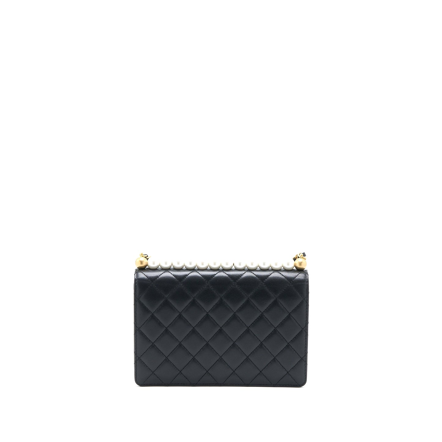 Chanel 20C Pearl Flap Bag Goatskin Black