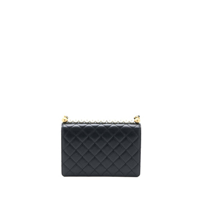 Chanel 20C Pearl Flap Bag Goatskin Black