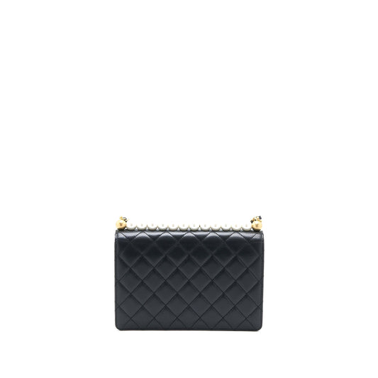 Chanel 20C Pearl Flap Bag Goatskin Black
