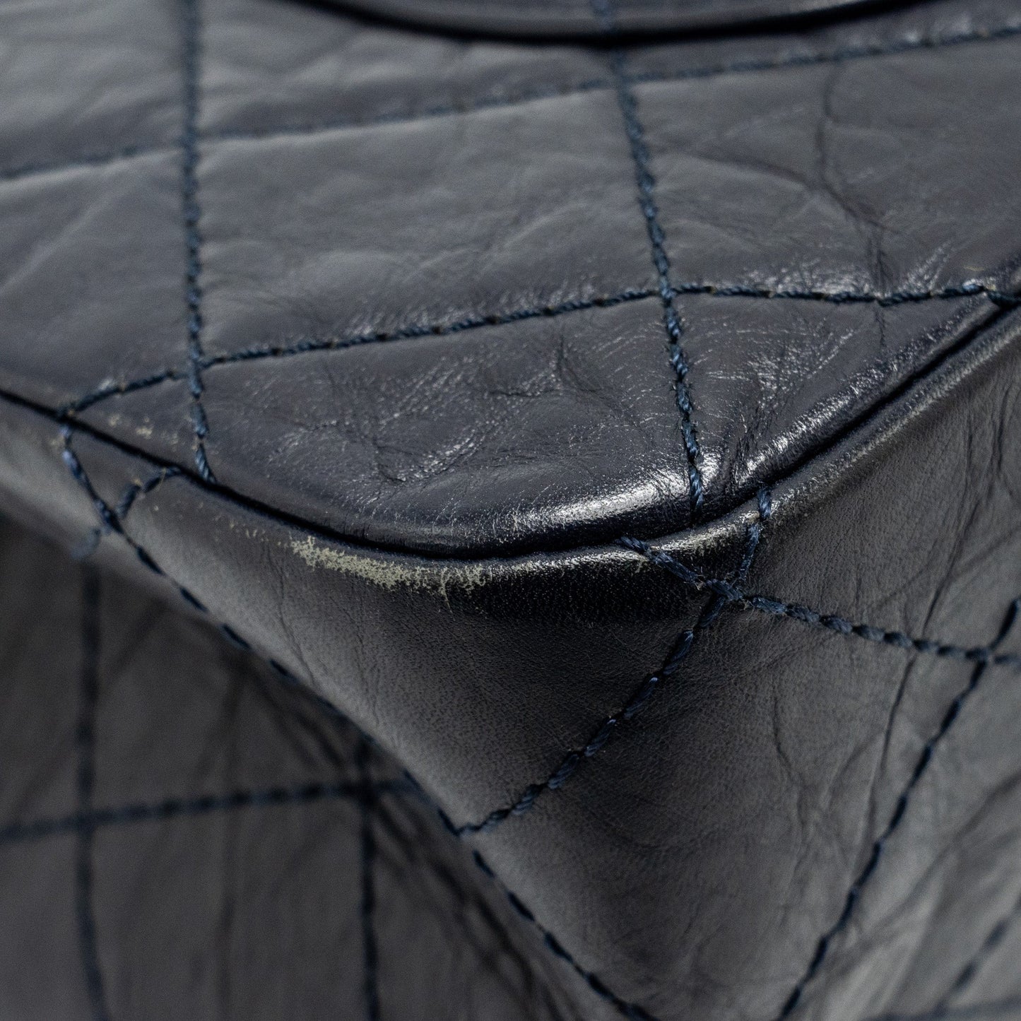 Chanel Maxi 2.55 Reissue Flap Bag Aged Calfskin Dark Blue Ruthenium Hardware