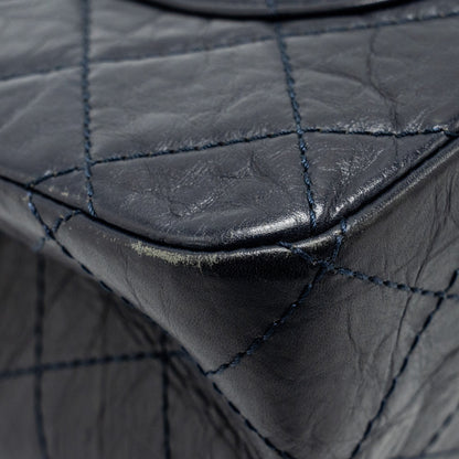 Chanel Maxi 2.55 Reissue Flap Bag Aged Calfskin Dark Blue Ruthenium Hardware