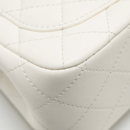 Chanel Pearl Crush Mini Square Lambskin White  (microchip)