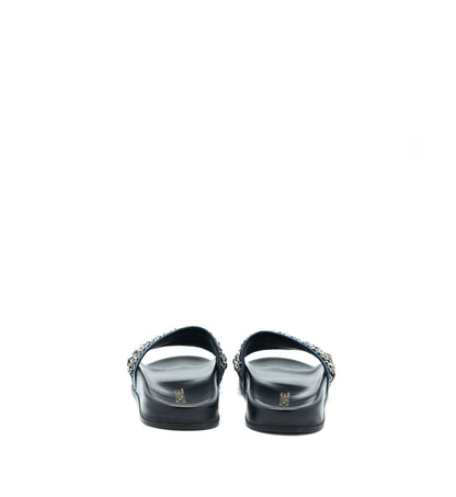 Chanel Size 39 CC Logo Dropped/Leather Chain Sandals Multicolour