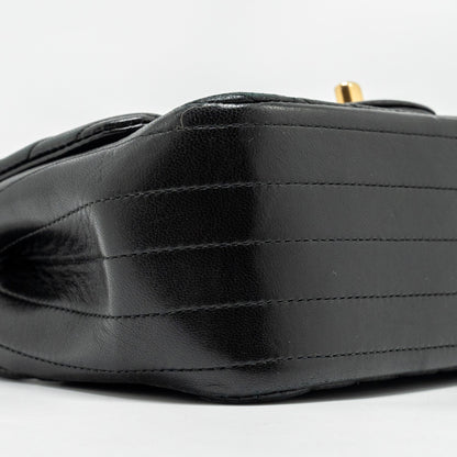 Chanel Mini Square Chevron Flap Bag Lambskin Black