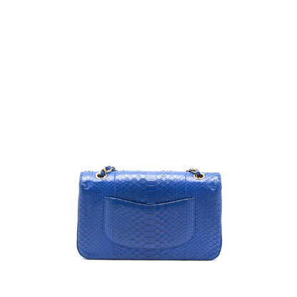 Chanel Medium Classic Double Flap Bag Python Blue