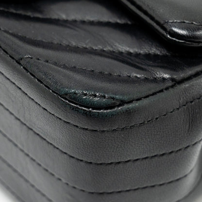 Chanel Mini Square Chevron Flap Bag Lambskin Black