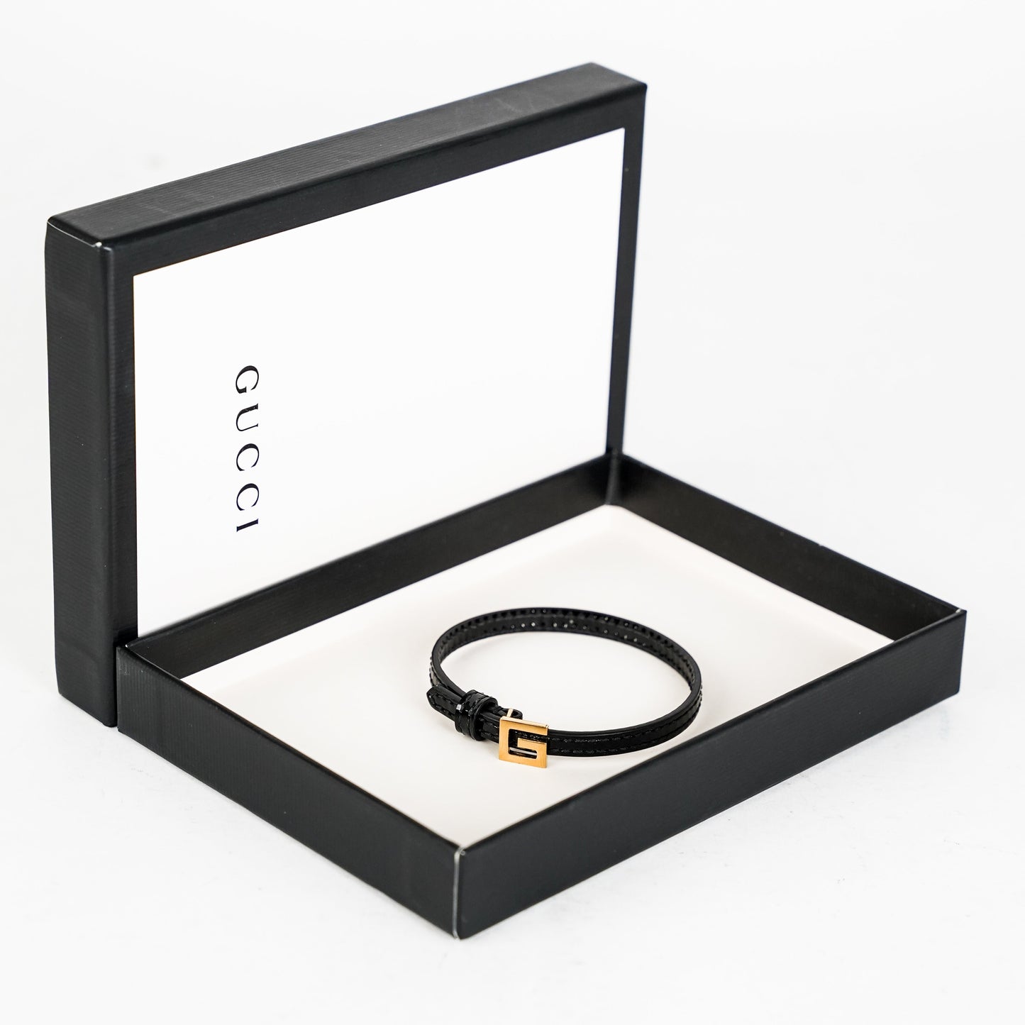 Gucci Leather Bracelet with Square G