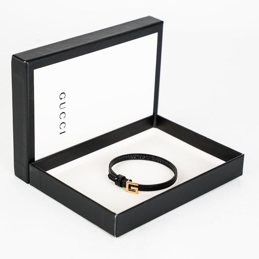 Gucci Leather Bracelet with Square G