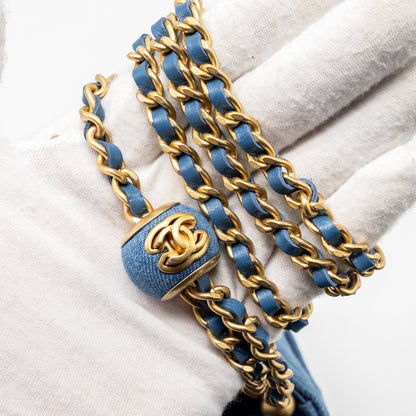 Chanel Pearl Crush Wallet on Chain Denim Blue  (Microchip)