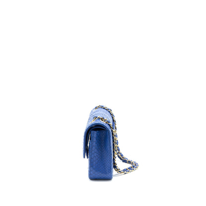 Chanel Medium Classic Double Flap Bag Python Blue