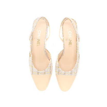 Chanel Size 36.5 Slings Shoes Tweed/Leather Multicolour