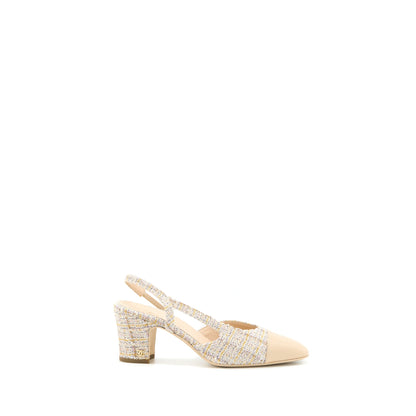 Chanel Size 36.5 Slings Shoes Tweed/Leather Multicolour
