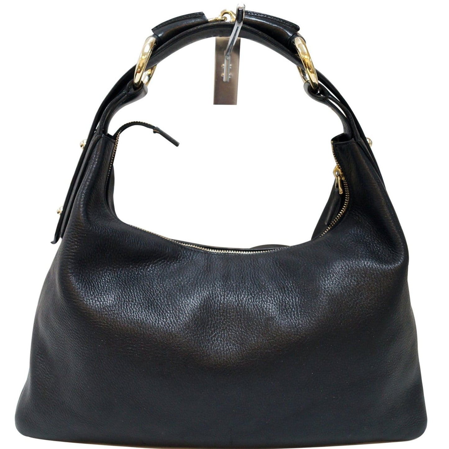 GUCCI Black Leather Horsebit Hobo Bag