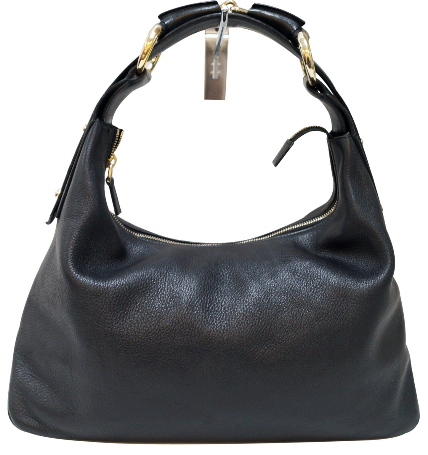 GUCCI Black Leather Horsebit Hobo Bag