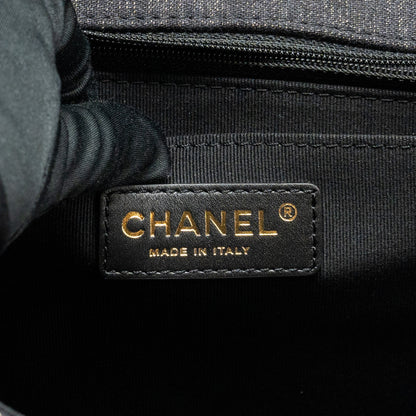 Chanel 23S flap backpack denim dark blue with brushed  (microchip)