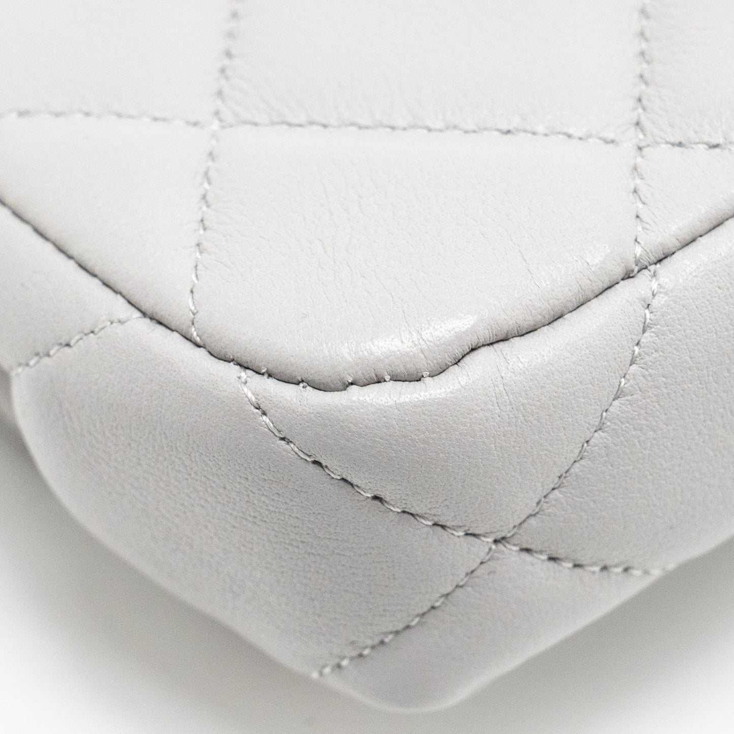 Chanel Mini Quilted Flap Card Holder with chain Lambskin Grey