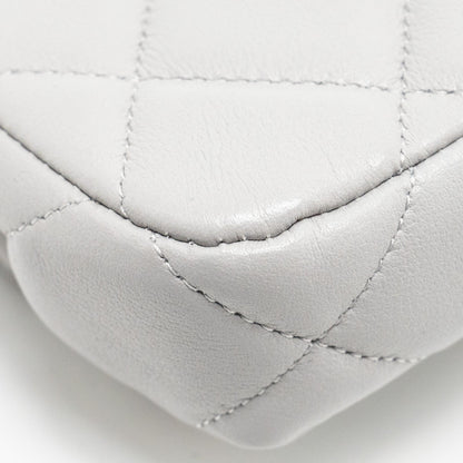 Chanel Mini Quilted Flap Card Holder with chain Lambskin Grey