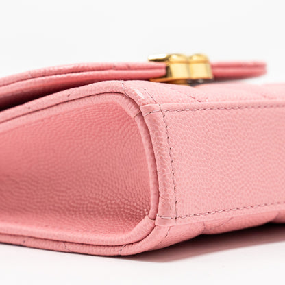 Chanel Mini Flap Bag With Chain Handle Caviar Pink  (microchip)