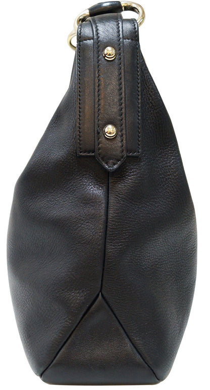 GUCCI Black Leather Horsebit Hobo Bag