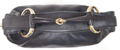 GUCCI Black Leather Horsebit Hobo Bag