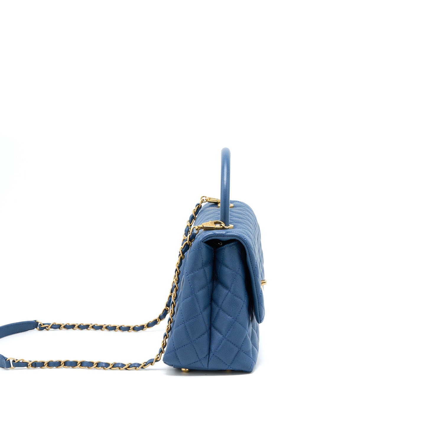 Chanel Medium Coco Handle Flap Bag Caviar Blue