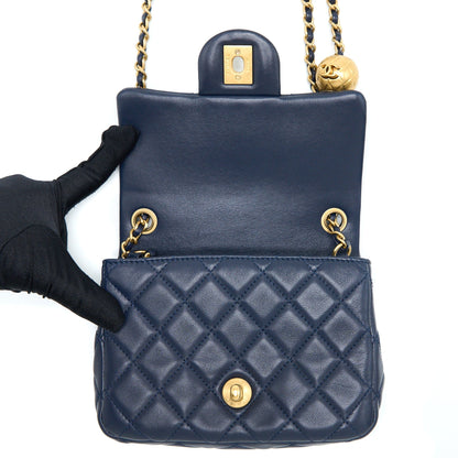 Chanel Pearl Crush Mini Square Lambskin Navy Brushed
