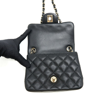 Chanel Mini Square Flap Bag Black Lambskin L