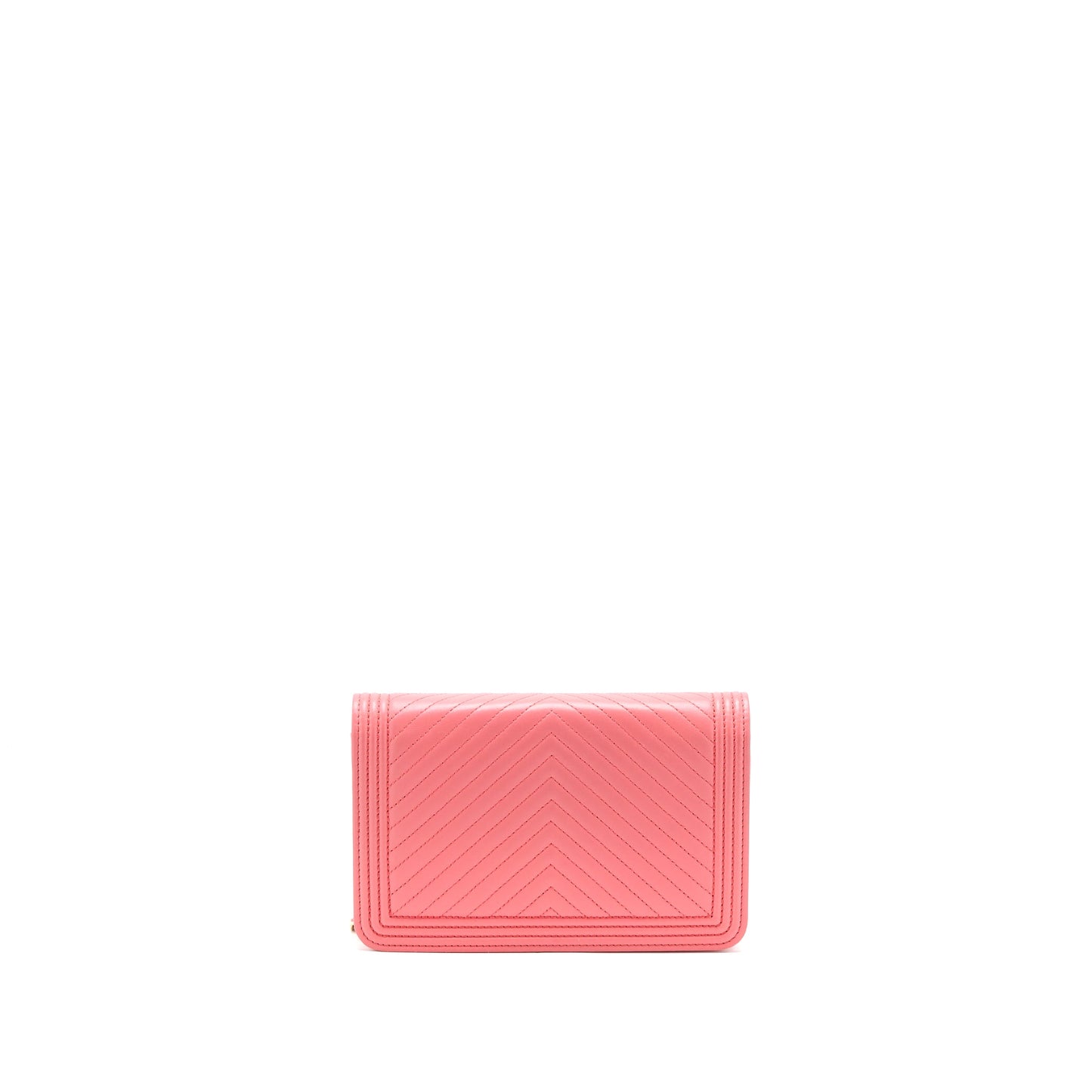 Chanel Boy Wallet On Chain Chevron Calfskin Pink L