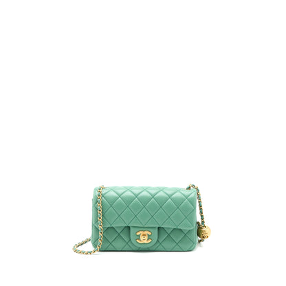 Chanel Pearl Crush Mini Rectangular Flap Bag Lambskin Green  (Microchip)