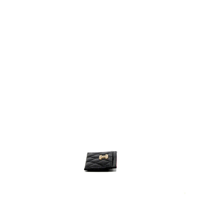 Chanel 23P Quilted CC Logo Card Holder Caviar Black L (Microchip)