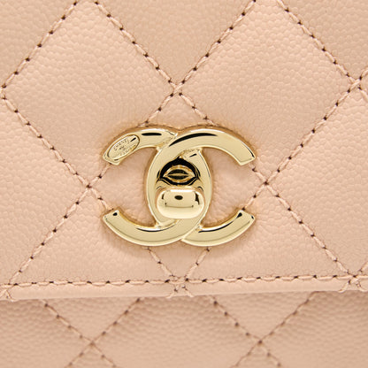 Chanel 21A Small Coco Handle Caviar ND022 Rose Clair / Light Pink L