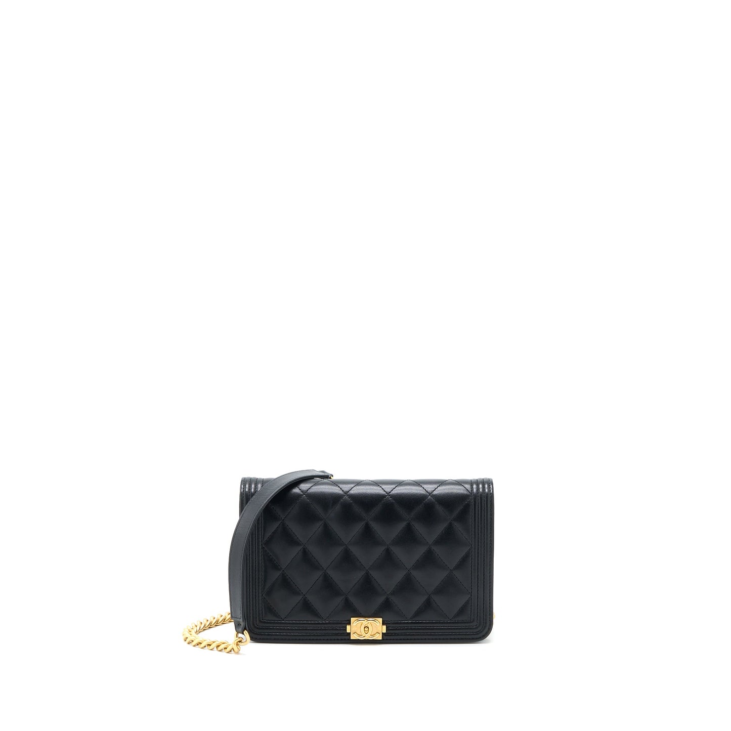 Chanel Boy Wallet on Chain Lambskin Black Brushed