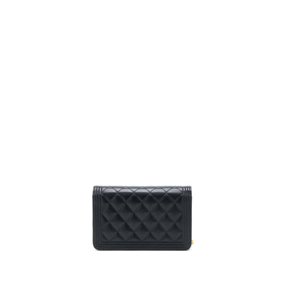 Chanel Boy Wallet on Chain Lambskin Black Brushed