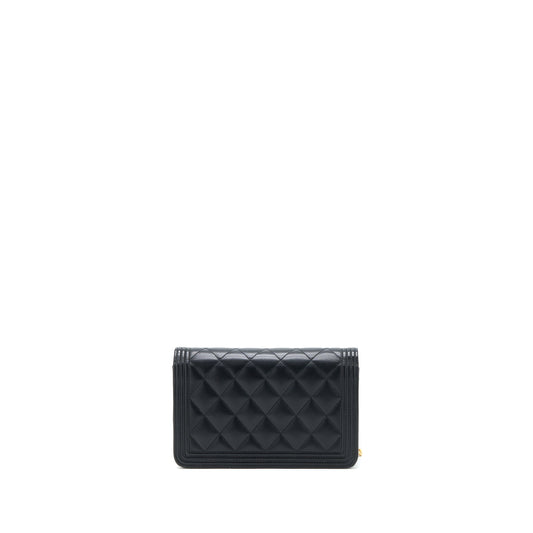 Chanel Boy Wallet on Chain Lambskin Black Brushed