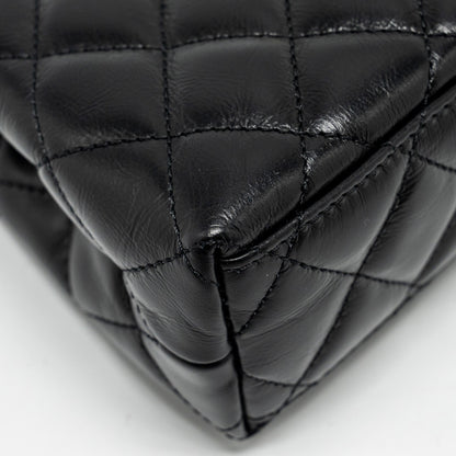 Chanel mini kelly shopping tote bag calfskin black  (microchip)