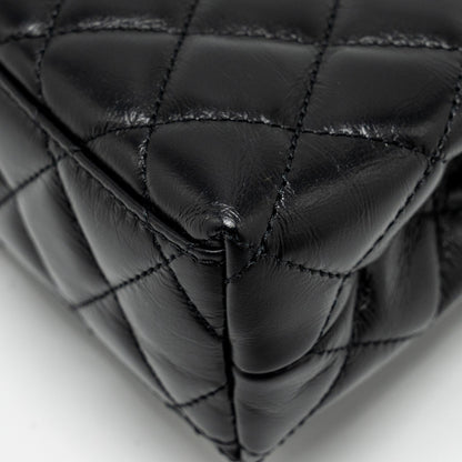 Chanel mini kelly shopping tote bag calfskin black  (microchip)