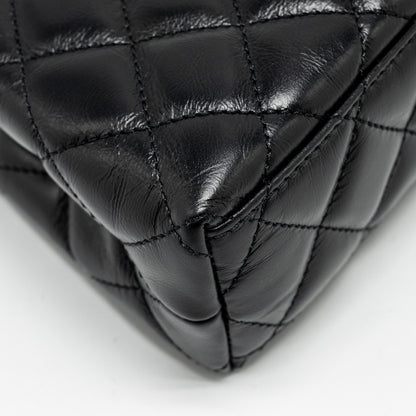 Chanel mini kelly shopping tote bag calfskin black  (microchip)