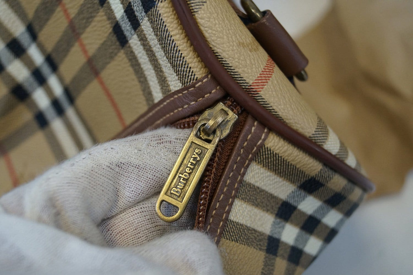 Burberry Travel Bag - Burberry Nova Check Leather Brown