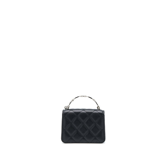 Chanel Detailed Top Handle Mini Flap Bag with Chain Caviar Black