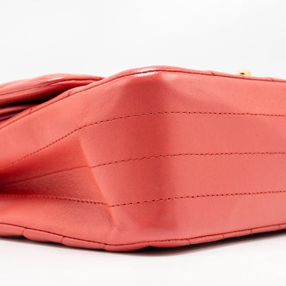 Chanel Medium Classic Double Flap Bag Chevron Lambskin Pink L