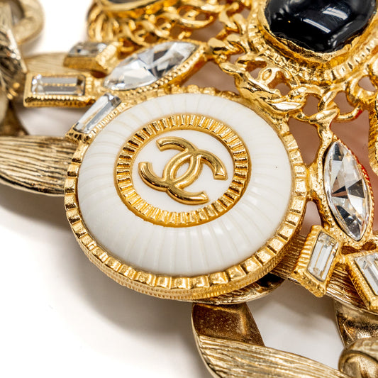 Chanel 20A multicolour wide bracelet light gold tone