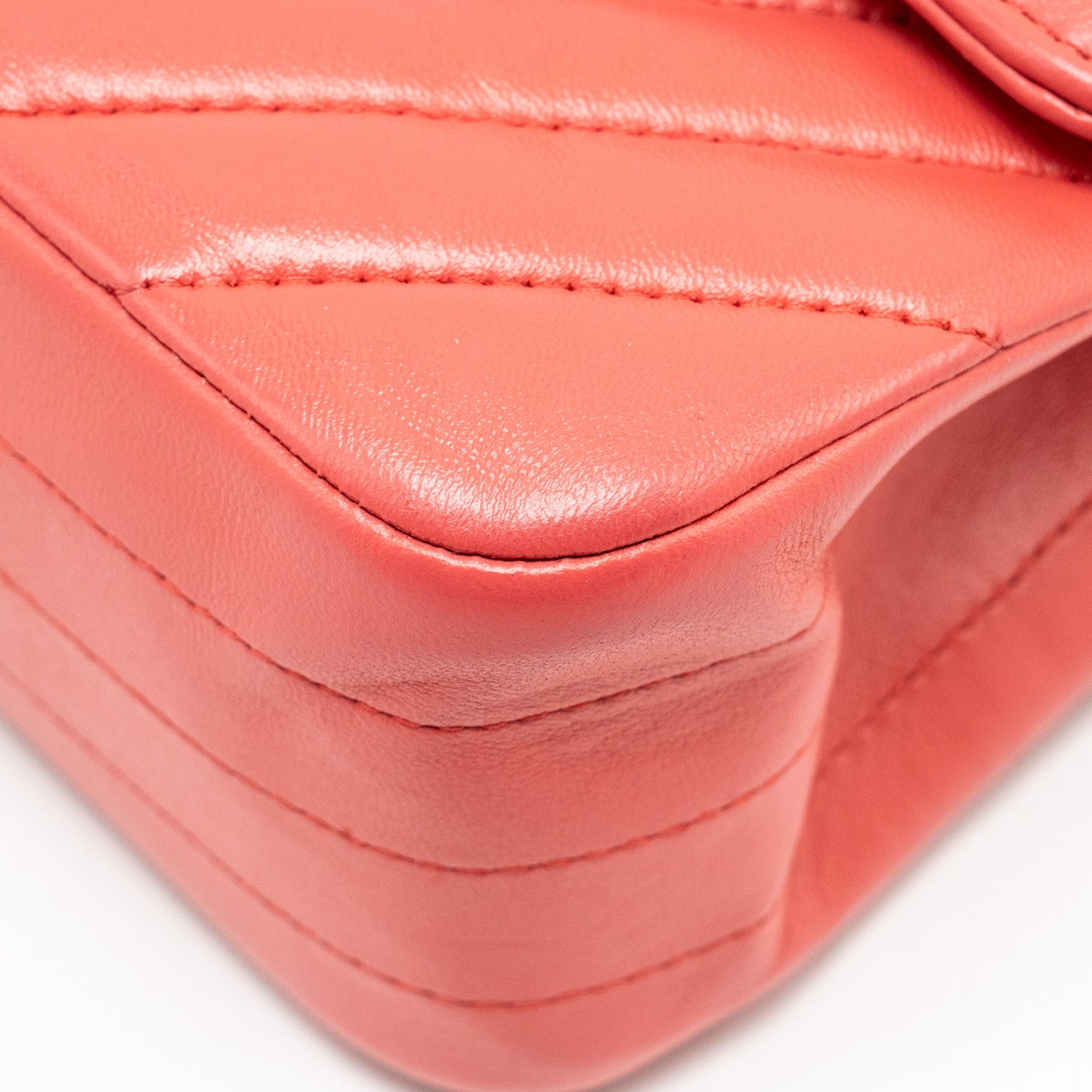 Chanel Medium Classic Double Flap Bag Chevron Lambskin Pink L