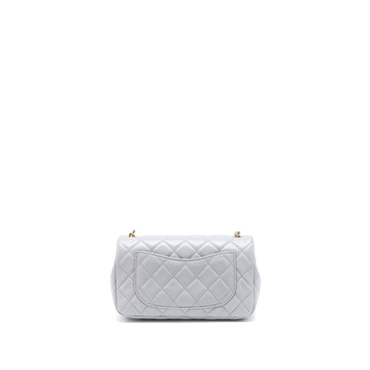 Chanel Pearl Crush Mini Rectangular Flap Bag Lambskin Light Grey Brushed  (Microchip)