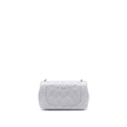 Chanel Pearl Crush Mini Rectangular Flap Bag Lambskin Light Grey Brushed  (Microchip)