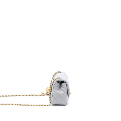 Chanel Pearl Crush Mini Rectangular Flap Bag Lambskin Light Grey Brushed  (Microchip)