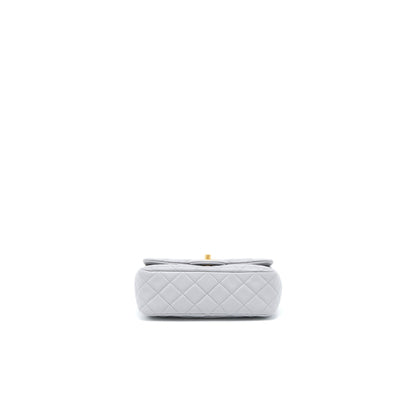 Chanel Pearl Crush Mini Rectangular Flap Bag Lambskin Light Grey Brushed  (Microchip)