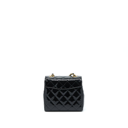 Chanel 22K Retro Classic New Square Mini Flap Bag Patent Black Brushed  (Microchip)