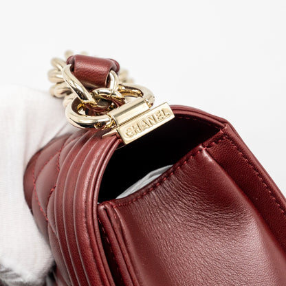 Chanel Medium Boy Bag Lambskin Dark Red L