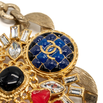Chanel 20A multicolour wide bracelet light gold tone